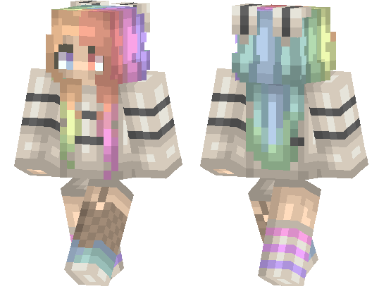 Скин Радуга волос для Minecraft PE